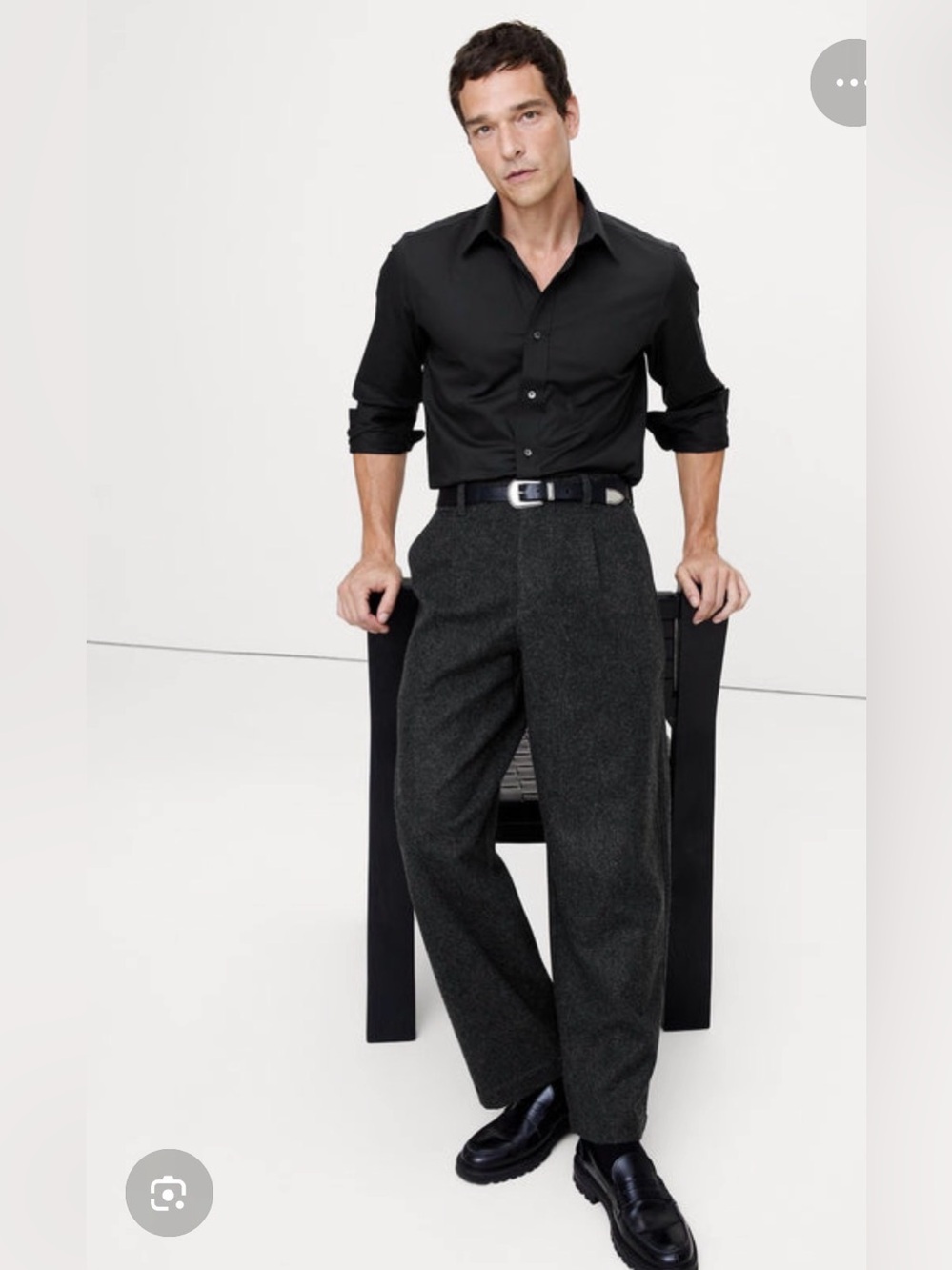 NWT Banana Republic Straight Pleated Twill Dress Black Pant Sz 33 x 30.